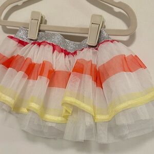 3-6M Striped Tulle Skirt Tutu with Silver Sparkle Waistband